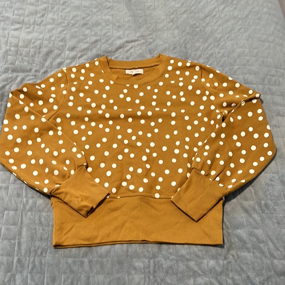 Madewell Tops - Madewell Sweatshirt, Gold, Mustard, White Polka Dots, Retro, Size S